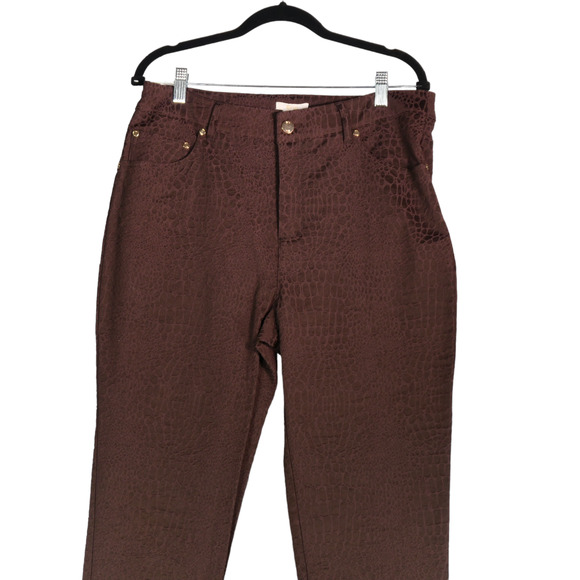 Eric Stretch Dress Pants Womens Size 12 Brown Snake Skin Print Pockets Animal - Picture 4 of 7